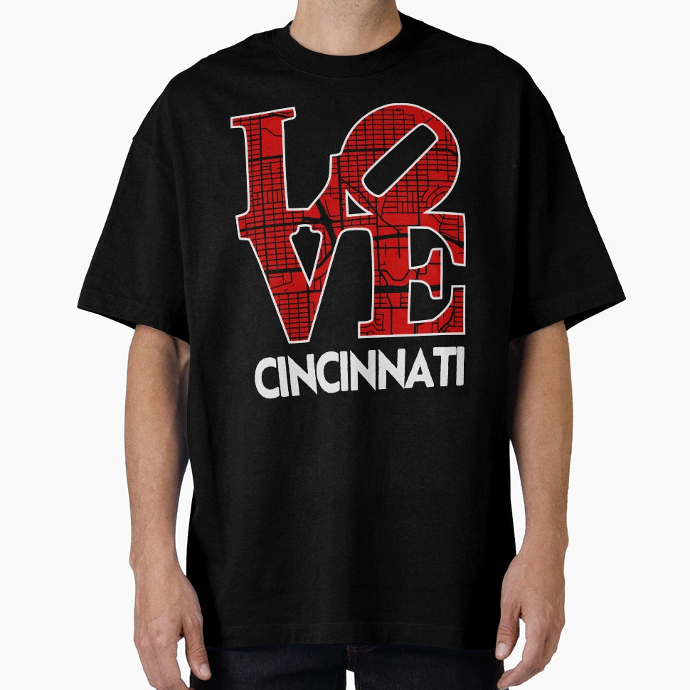 Love Cincinnati City Map Cincinnati T-Shirt - Custom Art Print for Adults - T-Shirt, Sweatshirt, Hoodie