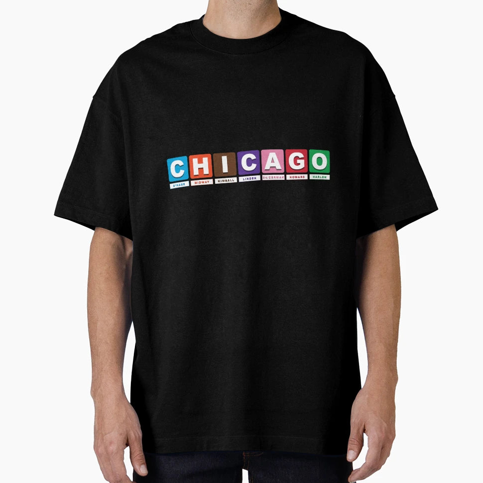Chicago Trains T-Shirt - Minimalist Print for Adults - T-Shirt, Sweatshirt, Hoodie