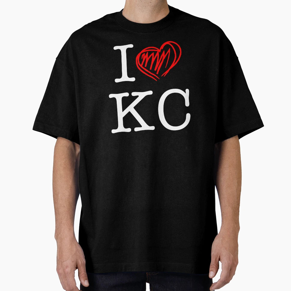 I Heart Kc White Text T-Shirt - Streetwear Style Unisex - T-Shirt, Sweatshirt, Hoodie