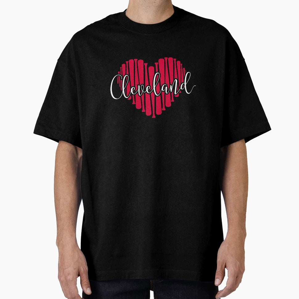 I Love Cleveland Baseball Bat Heart T-Shirt - Unique Graphic Men Women - T-Shirt, Sweatshirt, Hoodie