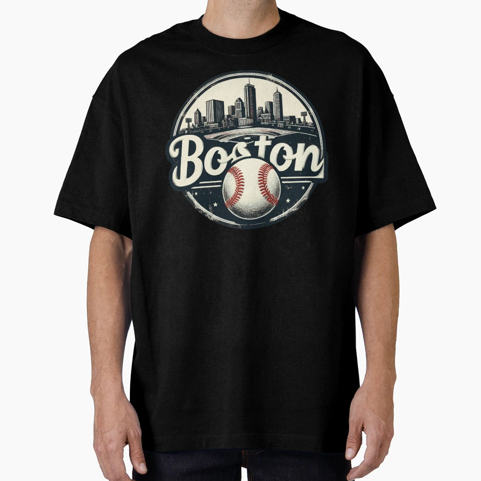 Boston Baseball Field Cityscape T-Shirt - Streetwear Style Men Women - T-Shirt, Sweatshirt, Hoodie