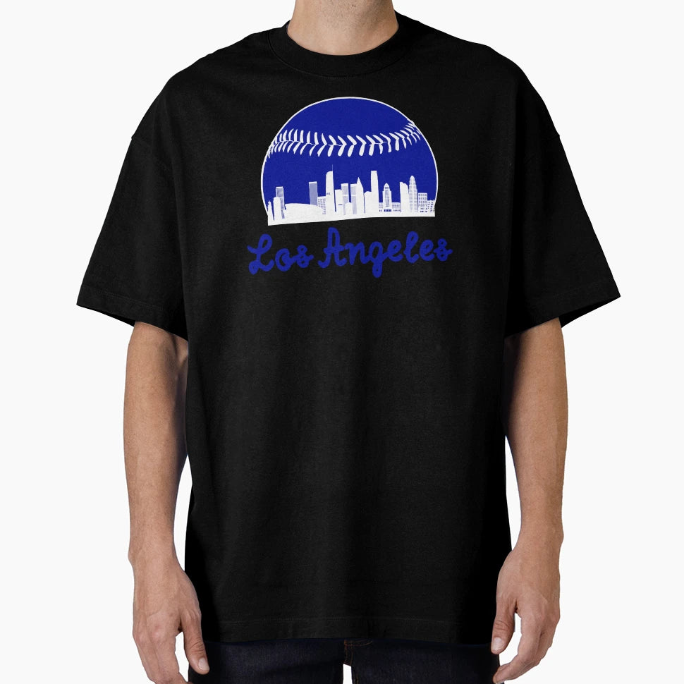 Blue Baseball Los Angeles Skyline T-Shirt - Casual Everyday Wear Unisex - T-Shirt, Sweatshirt, Hoodie
