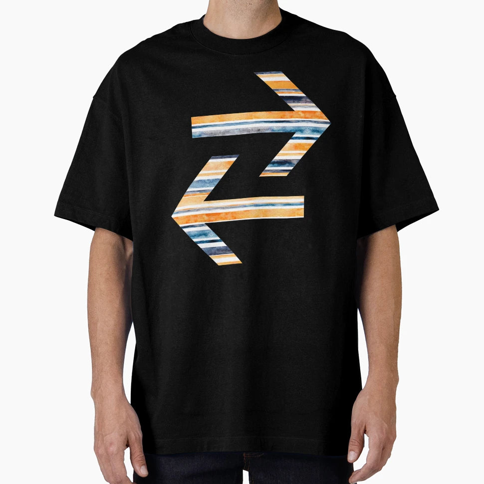 Watercolor Stripes Orange Navy T-Shirt - Casual Everyday Wear Men Women - T-Shirt, Sweatshirt, Hoodie