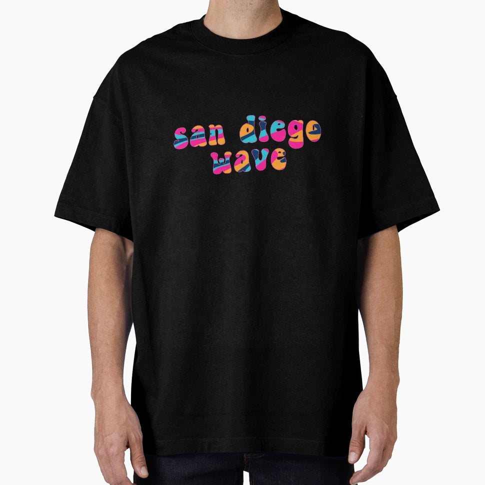 San Diego Wave Nwsl Groovy Font T-Shirt - Novelty Apparel for Adults - T-Shirt, Sweatshirt, Hoodie