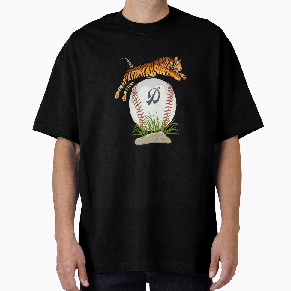 Play Ball Tiger And Baseball Initial T-Shirt - Minimalist Print for Adults - T-Shirt, Sweatshirt, Hoodie