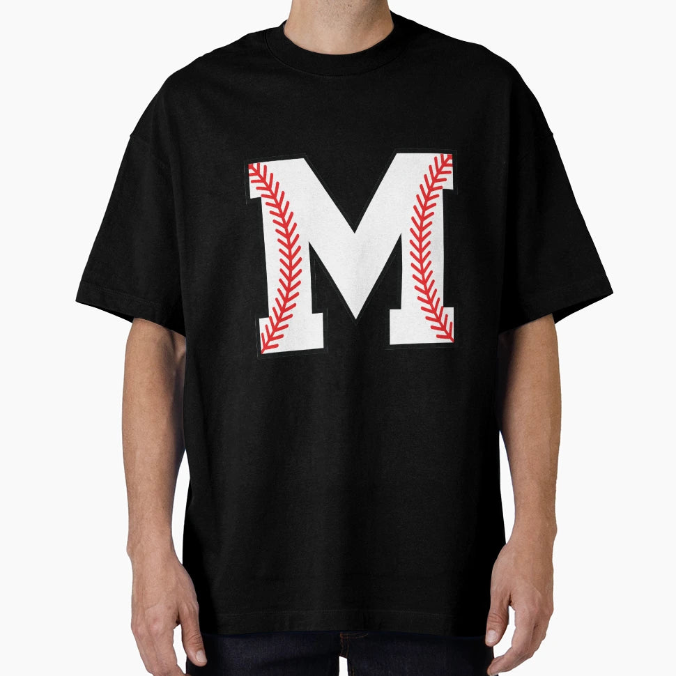 Baseball Letter M Sports Monogram Alphabet T-Shirt - Graphic Print Unisex - T-Shirt, Sweatshirt, Hoodie