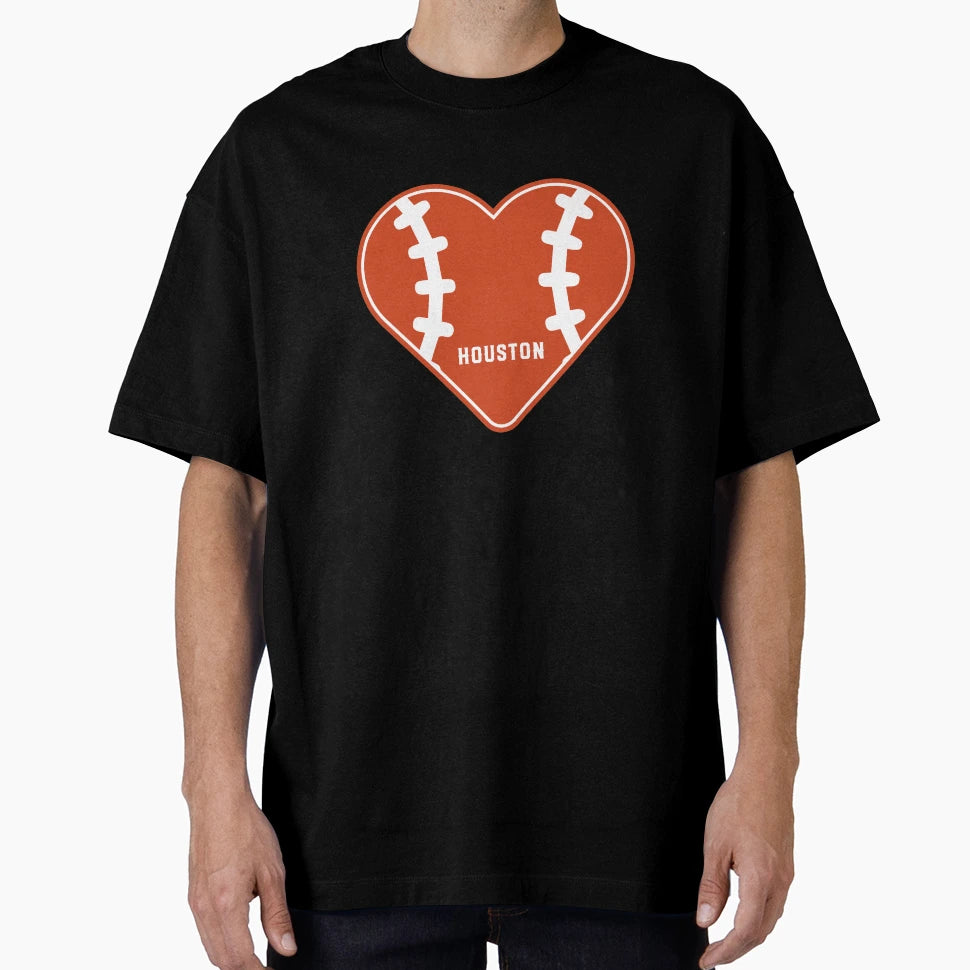 Houston Baseball Heart And Stitches Icon T-Shirt - Aesthetic Graphic Unisex - T-Shirt, Sweatshirt, Hoodie