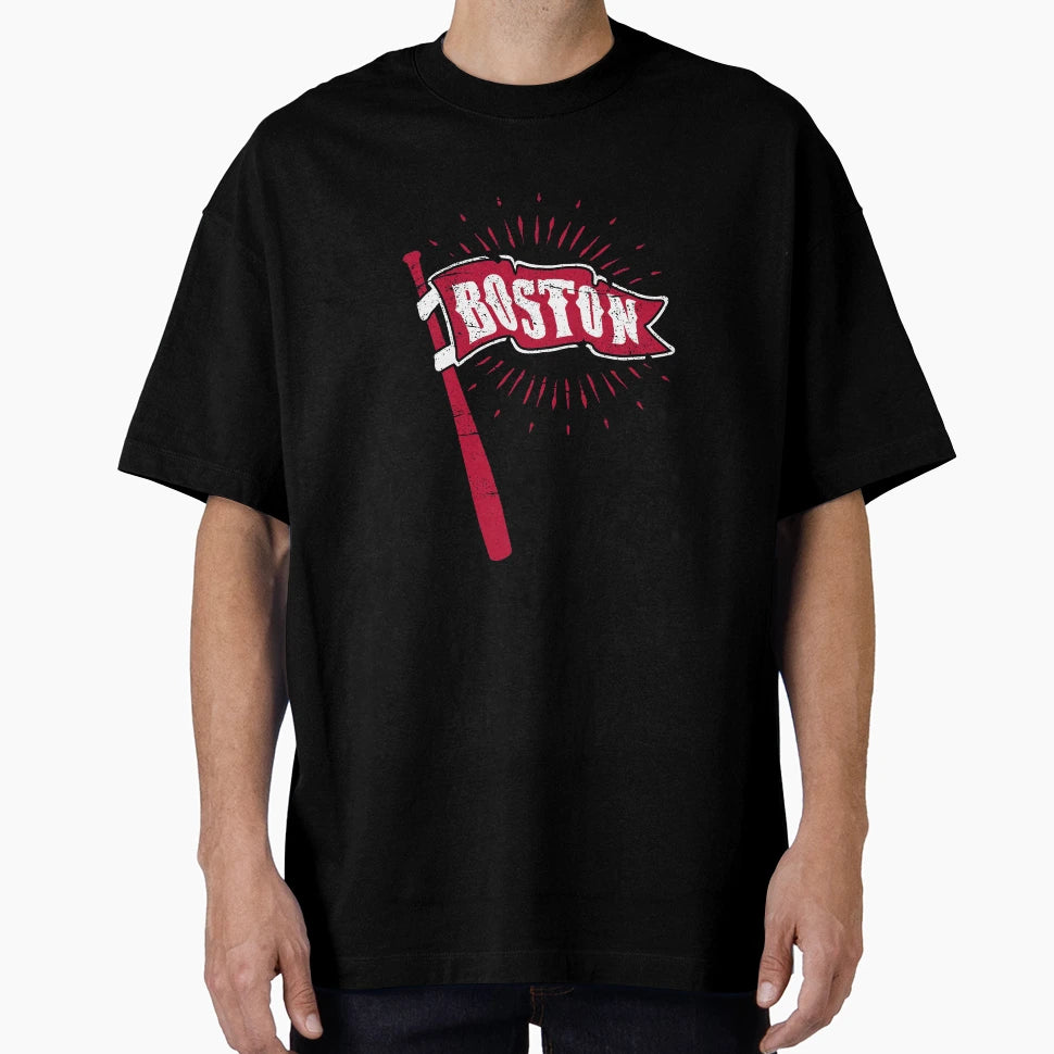 Boston Baseball Pennant And Bat T-Shirt - Casual Everyday Wear Men Women - T-Shirt, Sweatshirt, Hoodie