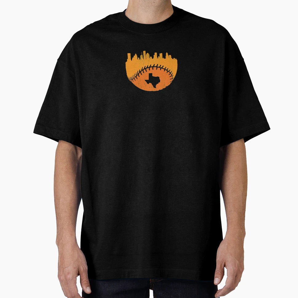 Houston Cityscape Baseball T-Shirt - Minimalist Print for Adults - T-Shirt, Sweatshirt, Hoodie