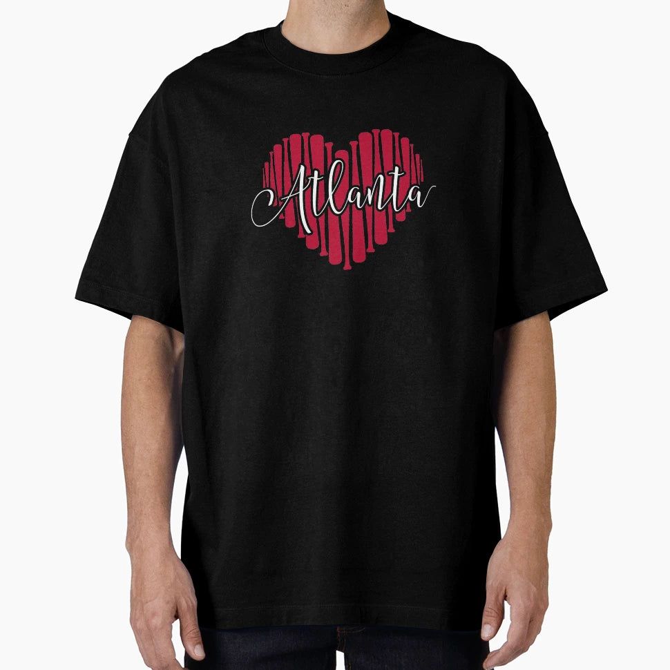 I Love Atlanta Baseball Bat Heart T-Shirt - Novelty Apparel Unisex - T-Shirt, Sweatshirt, Hoodie