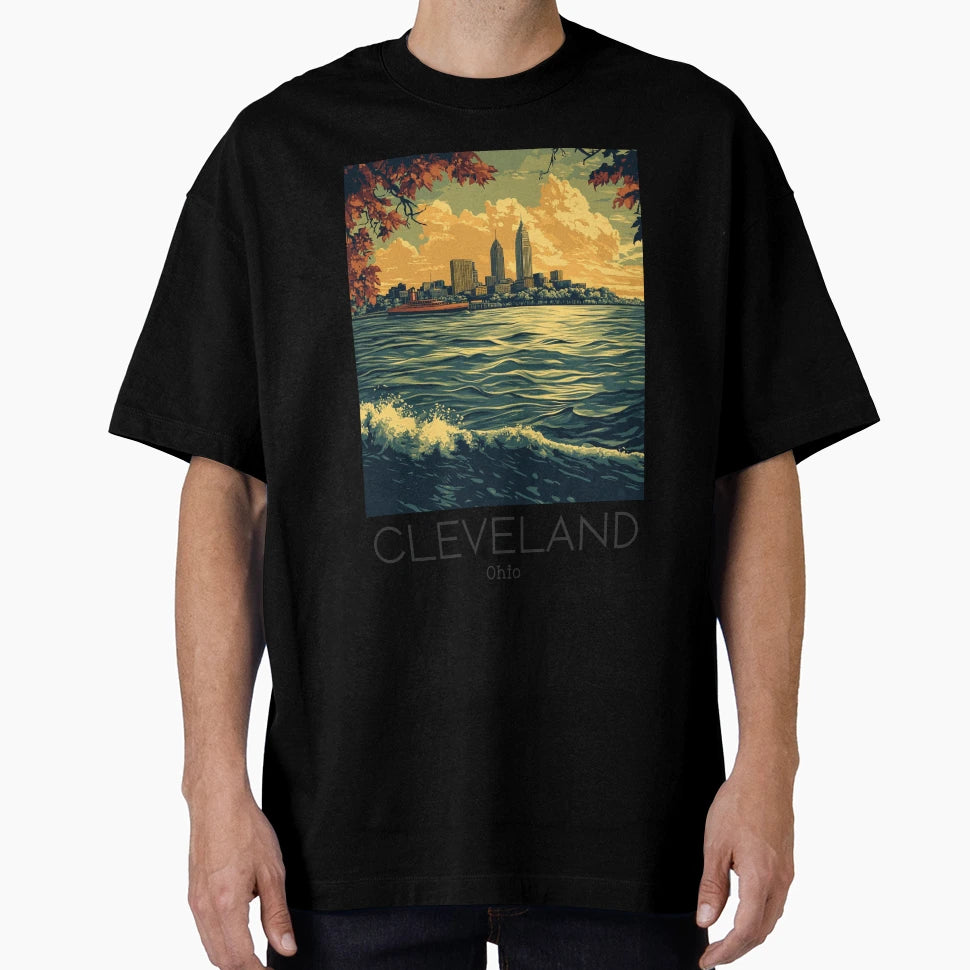 Travel Illustration Cleveland T-Shirt - Casual Everyday Wear Men Women - T-Shirt, Sweatshirt, Hoodie