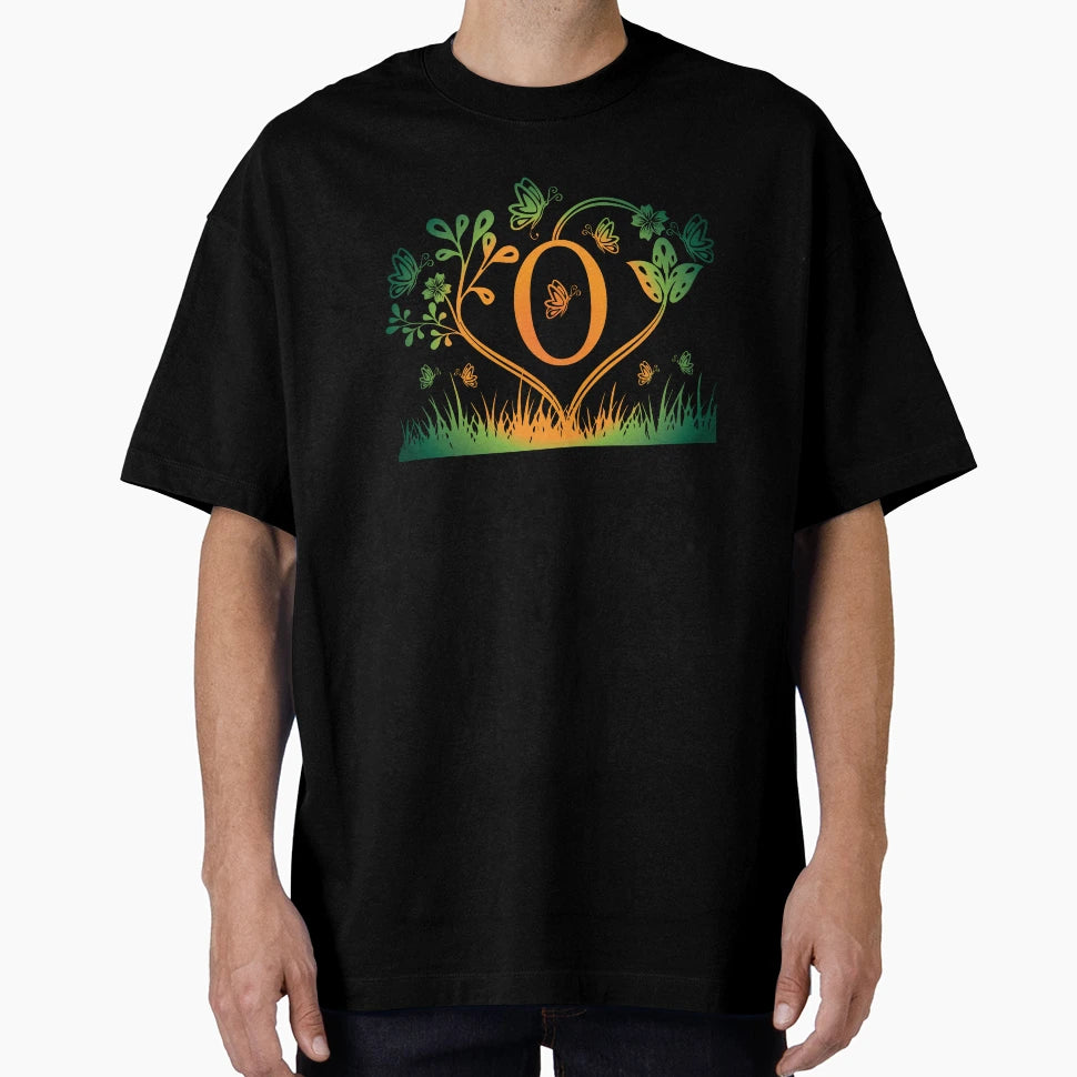 Ornamental Letter O Green And T-Shirt - Casual Everyday Wear for Adults - T-Shirt, Sweatshirt, Hoodie