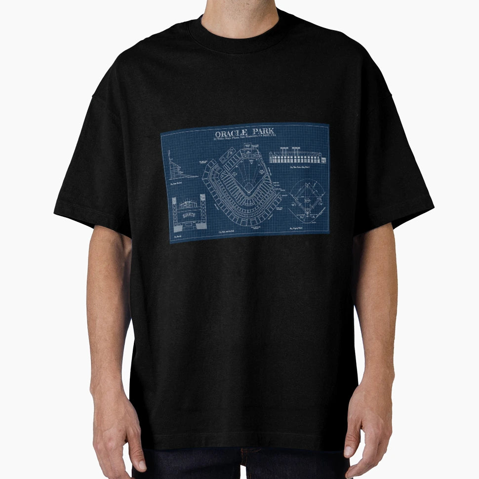 Oracle Park Navy Blueprint T-Shirt - Casual Everyday Wear for Adults - T-Shirt, Sweatshirt, Hoodie
