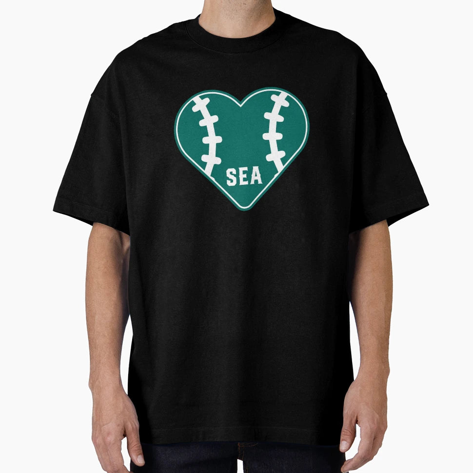 Seattle Baseball Heart And Stitches Icon T-Shirt - Trendy Graphic Men Women - T-Shirt, Sweatshirt, Hoodie