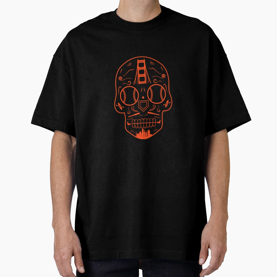 San Francisco Baseball Sugar Skull T-Shirt - Minimalist Print for Adults - T-Shirt, Sweatshirt, Hoodie