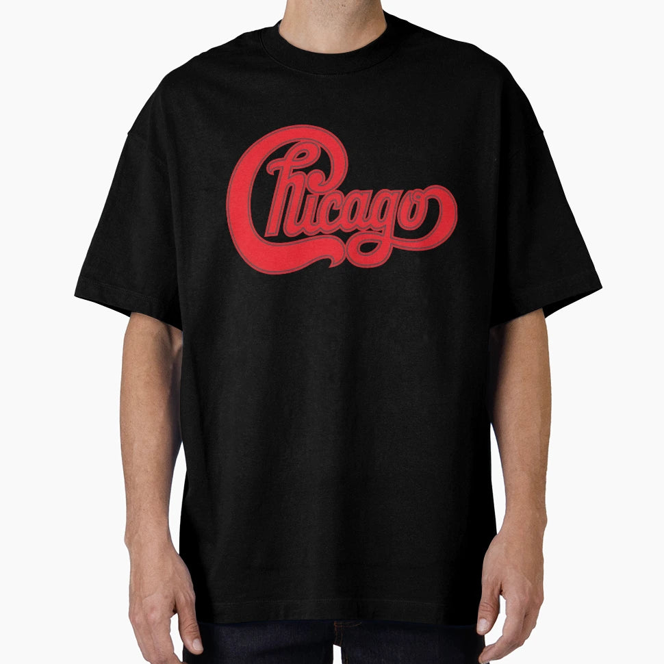 Chicagoo Band Script Red Black T-Shirt - Minimalist Print Men Women - T-Shirt, Sweatshirt, Hoodie