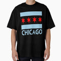 Four Chicago Flag Stars T-Shirt - Custom Art Print Men Women - T-Shirt, Sweatshirt, Hoodie