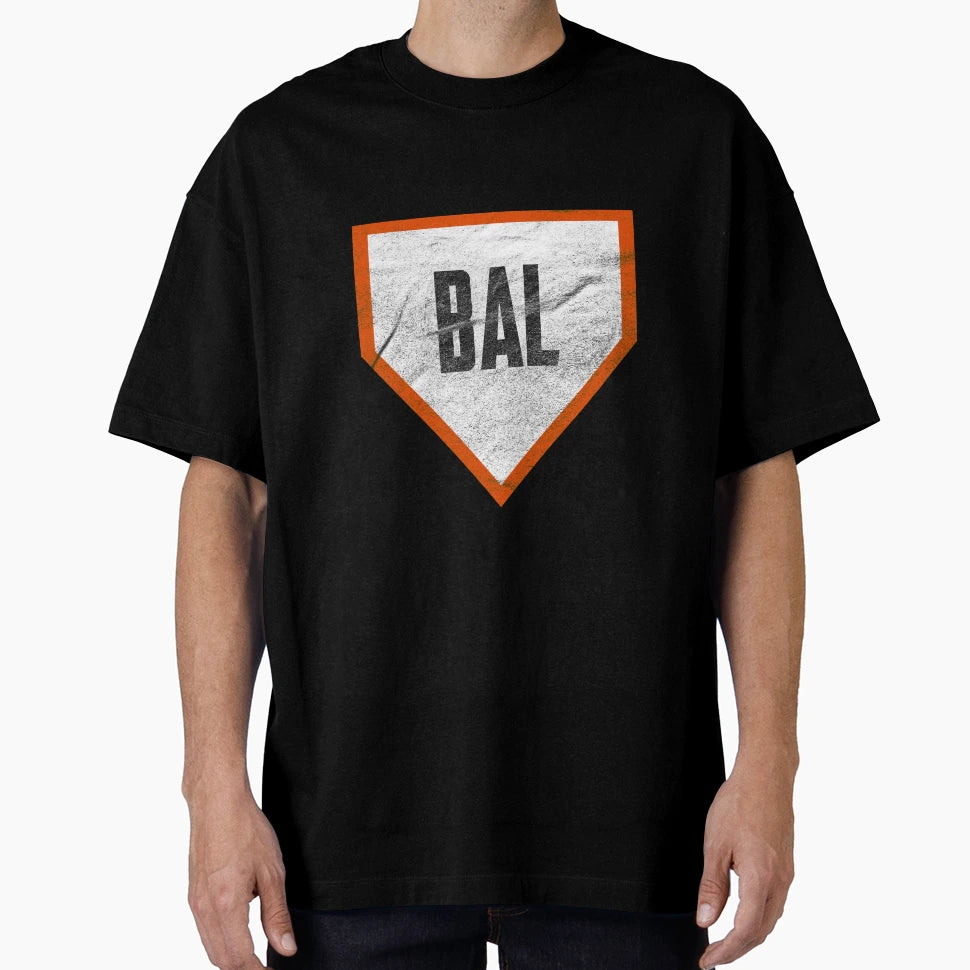 Baltimore Abbreviation Baseball Home Plate T-Shirt - Trendy Graphic Unisex - T-Shirt, Sweatshirt, Hoodie