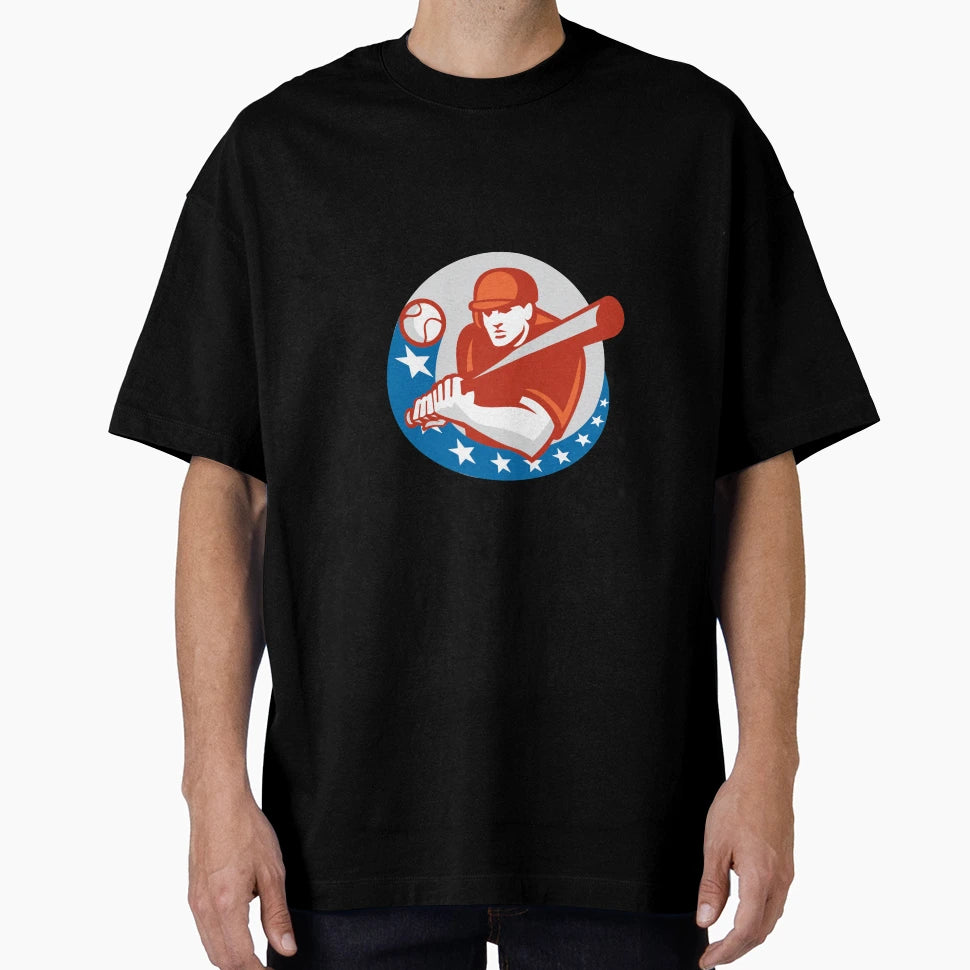Baseball Player Batter Stars Circle T-Shirt - Trendy Graphic Men Women - T-Shirt, Sweatshirt, Hoodie