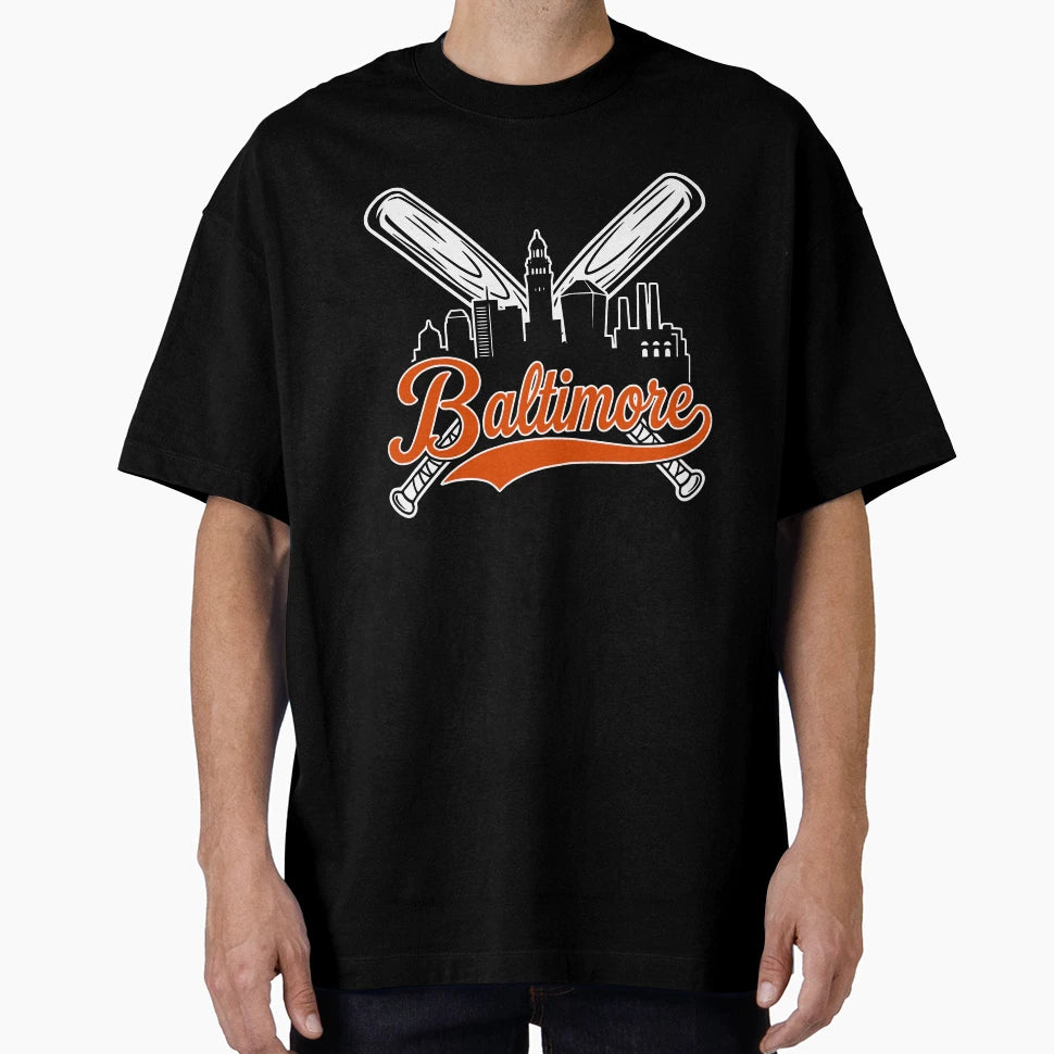 Baltimore Baseball Fan City Skyline T-Shirt - Custom Art Print Unisex - T-Shirt, Sweatshirt, Hoodie