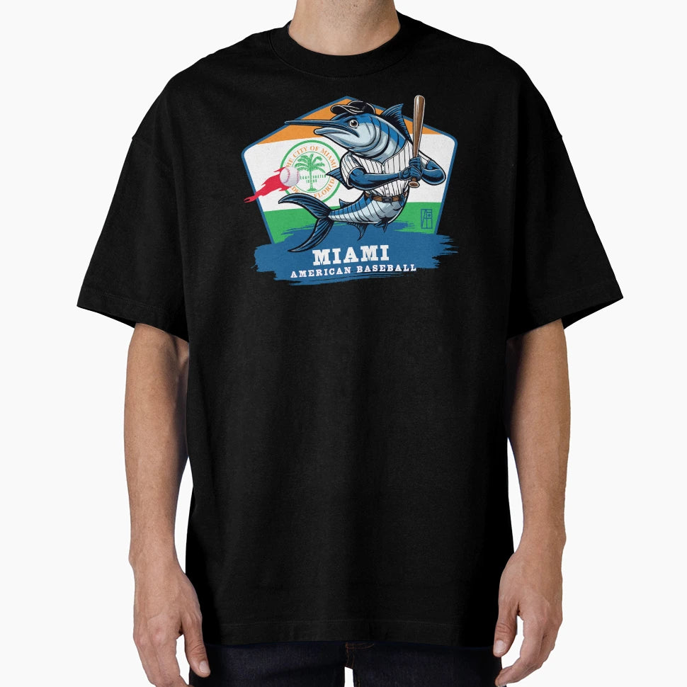 Usa American Baseball Miami Baseball T-Shirt - Custom Art Print for Adults - T-Shirt, Sweatshirt, Hoodie
