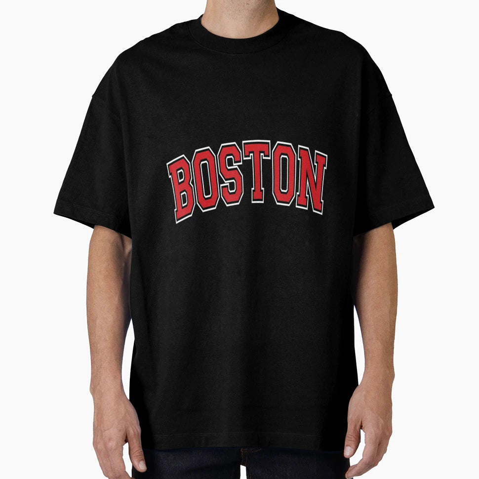 Boston Varsity Red Text T-Shirt - Unique Graphic Men Women - T-Shirt, Sweatshirt, Hoodie