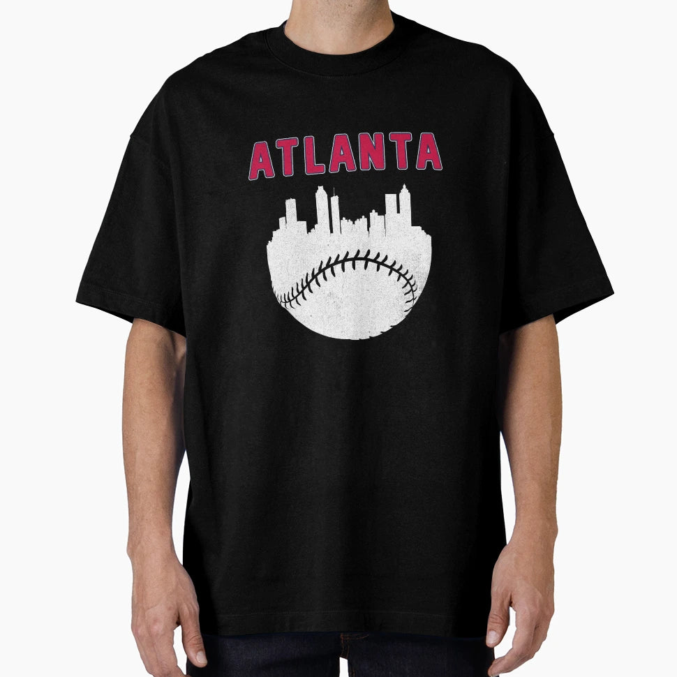 Atlanta Skyline Baseball T-Shirt - Unique Graphic for Adults - T-Shirt, Sweatshirt, Hoodie