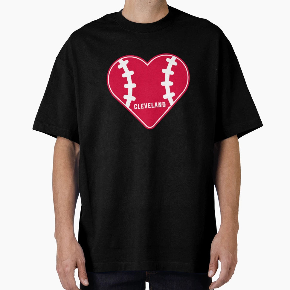 Cleveland Baseball Heart And T-Shirt - Streetwear Style for Adults - T-Shirt, Sweatshirt, Hoodie