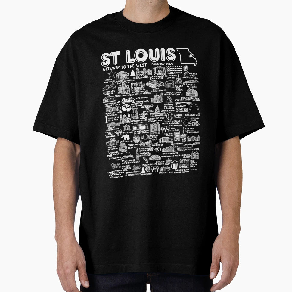 St Louis Map T-Shirt - Novelty Apparel for Adults - T-Shirt, Sweatshirt, Hoodie