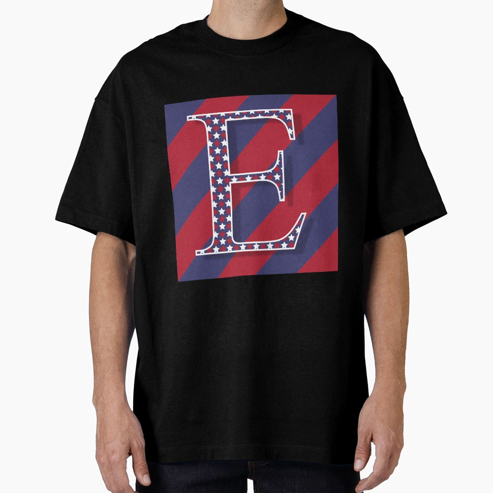 Letter E Americana Old Glory Red And T-Shirt - Graphic Print Men Women - T-Shirt, Sweatshirt, Hoodie
