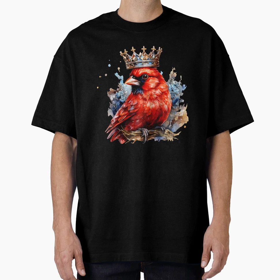 Regal Reverie Crowned Cardinal T-Shirt - Trendy Graphic for Adults - T-Shirt, Sweatshirt, Hoodie
