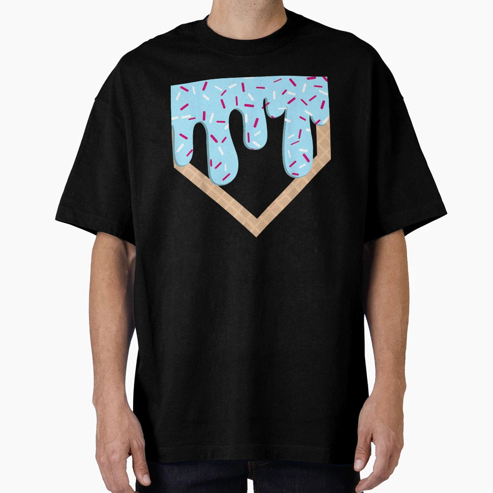 Baseball Ice Cream Dripping Baseball T-Shirt - Minimalist Print Men Women - T-Shirt, Sweatshirt, Hoodie