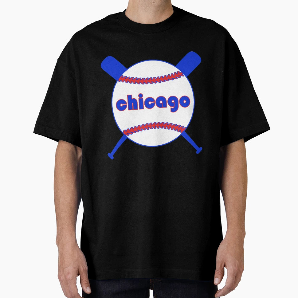 Chicago Throwback Baseball Crossed Bats T-Shirt - Graphic Print Men Women - T-Shirt, Sweatshirt, Hoodie