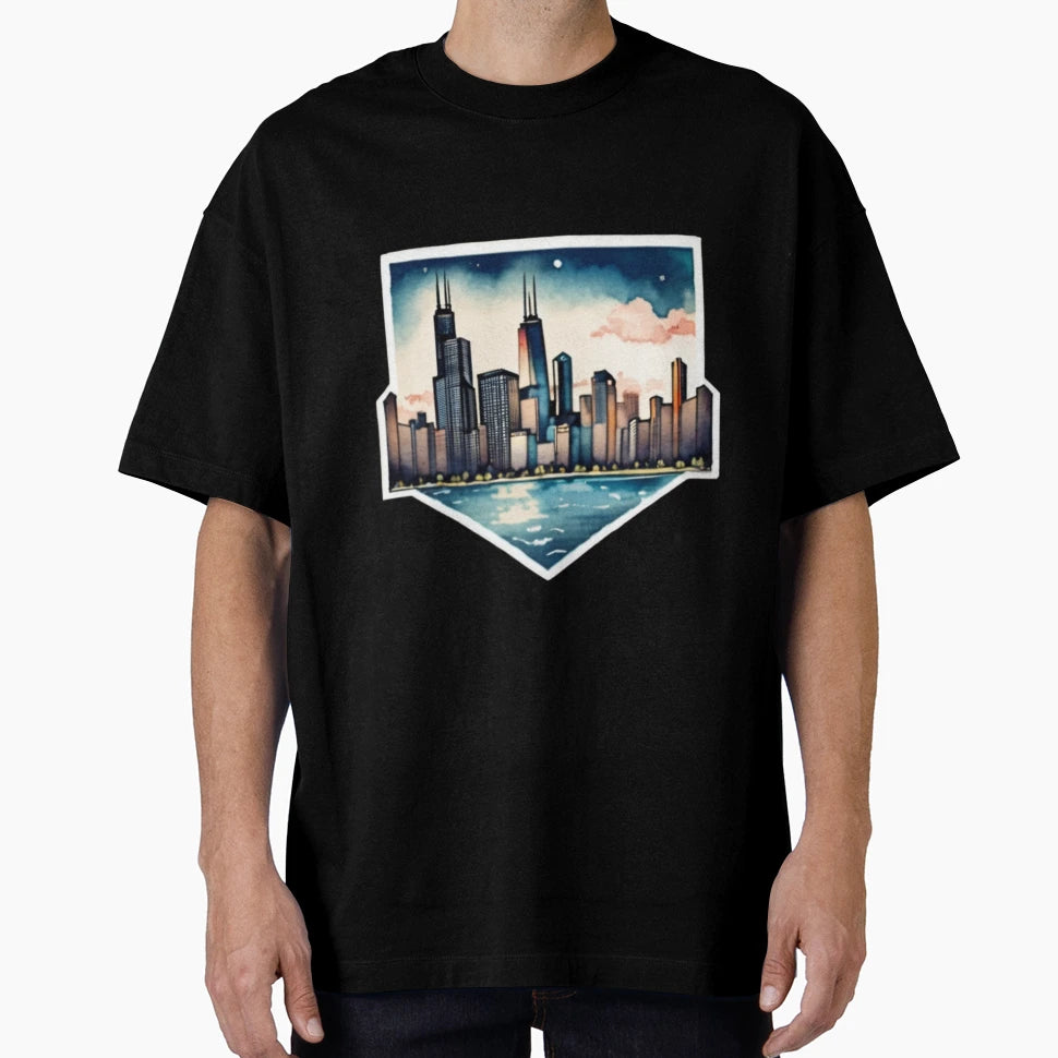 Chicago Watercolor T-Shirt - Streetwear Style Unisex - T-Shirt, Sweatshirt, Hoodie