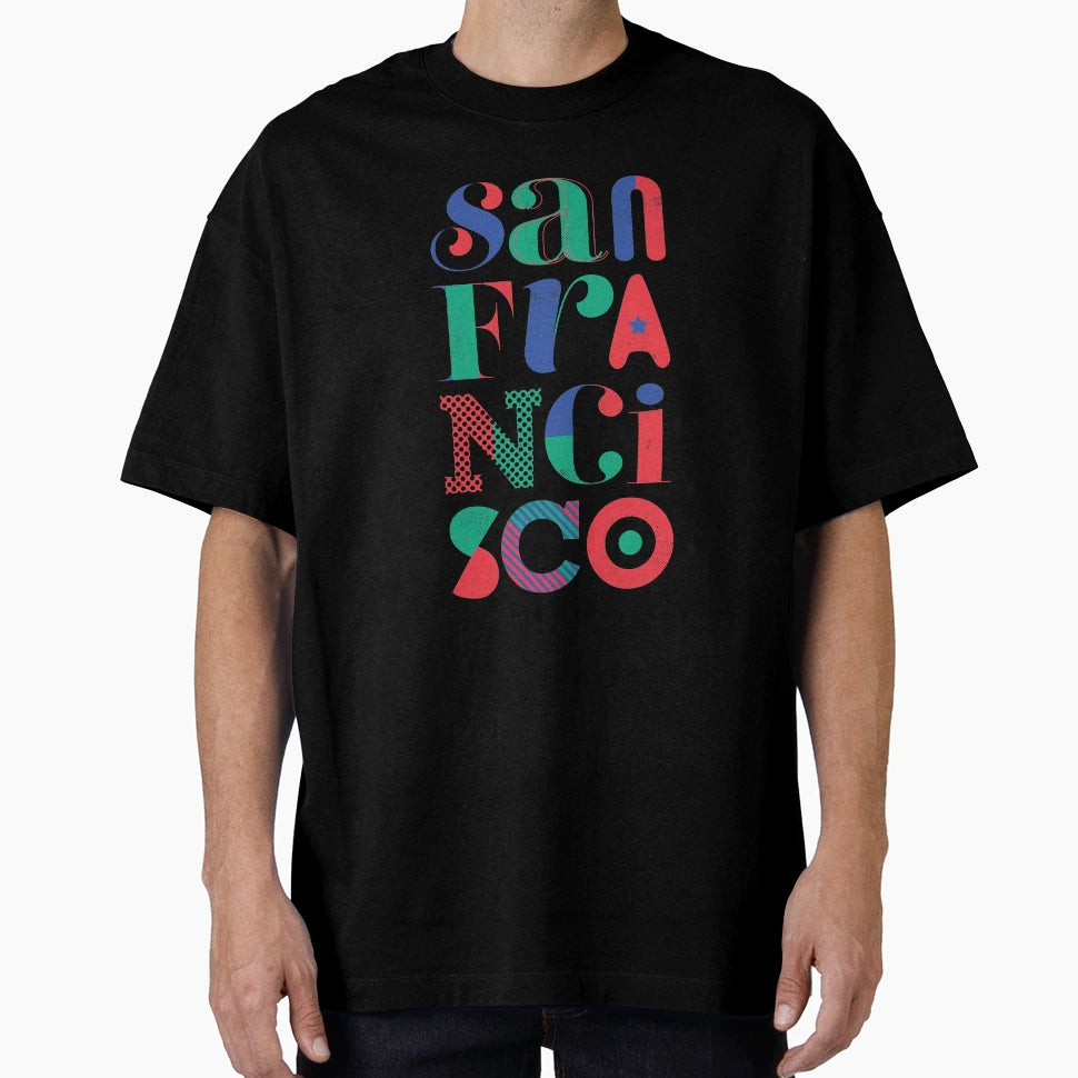 San Francisco Typography Bright Colour T-Shirt - Graphic Print Unisex - T-Shirt, Sweatshirt, Hoodie