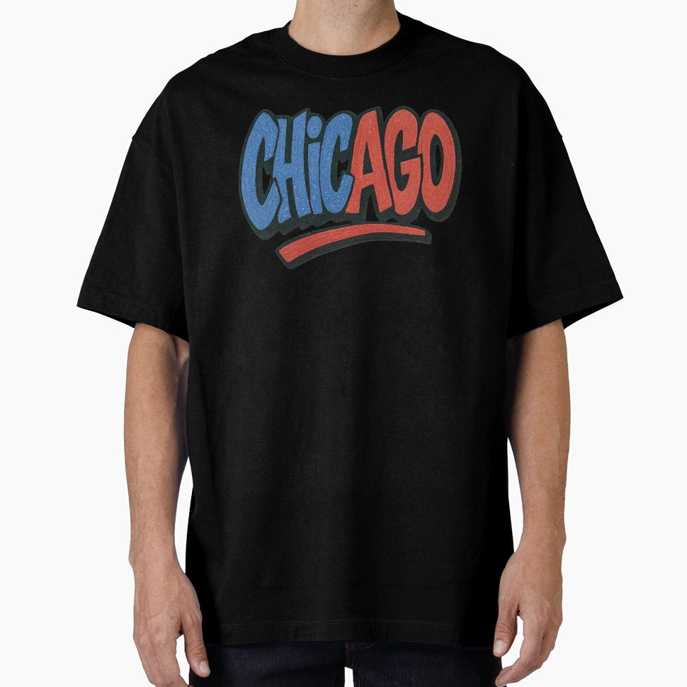 Chicago Graffiti Logo Drawn Colored T-Shirt - Unique Graphic for Adults - T-Shirt, Sweatshirt, Hoodie