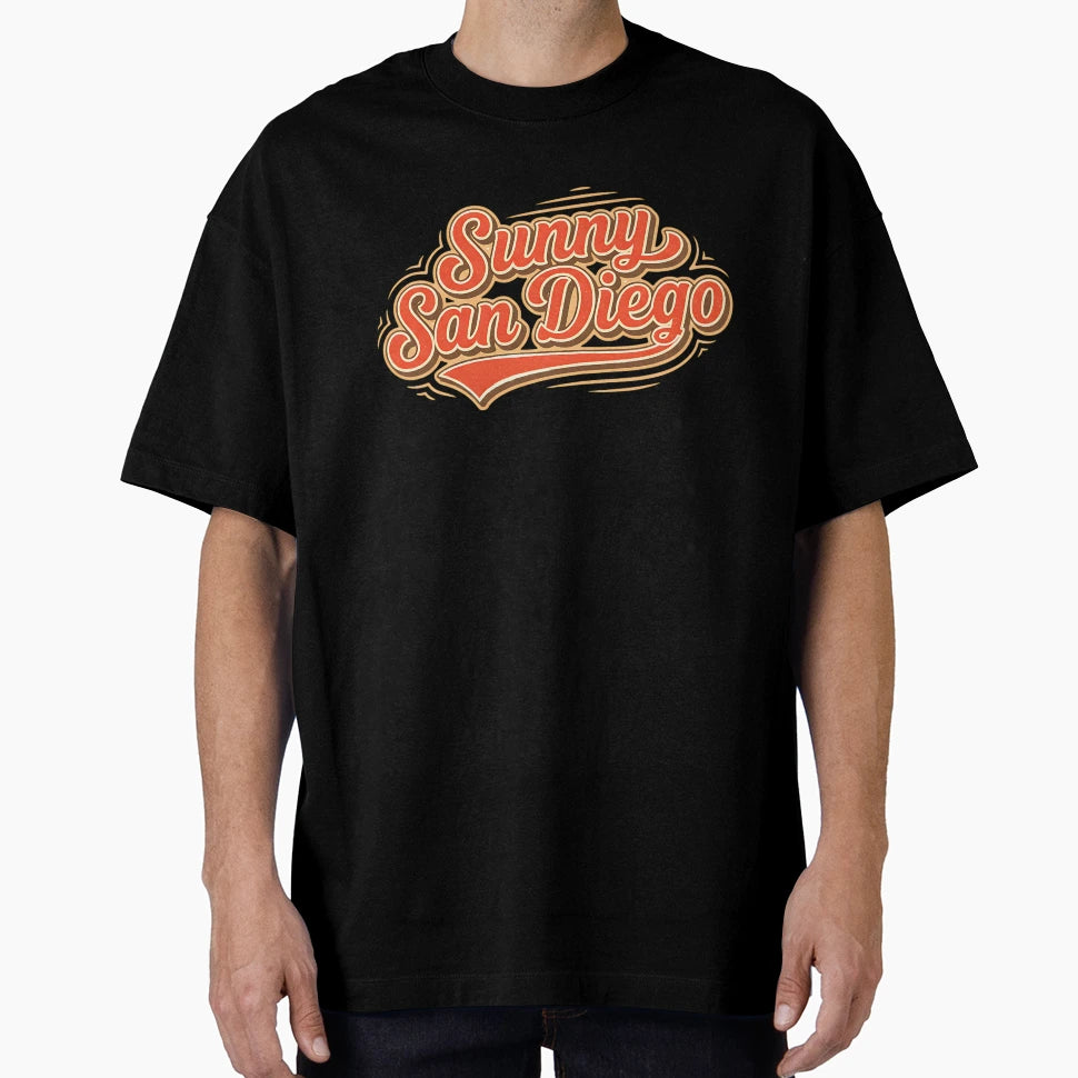 Sunny San Diego Script California T-Shirt - Unique Graphic for Adults - T-Shirt, Sweatshirt, Hoodie