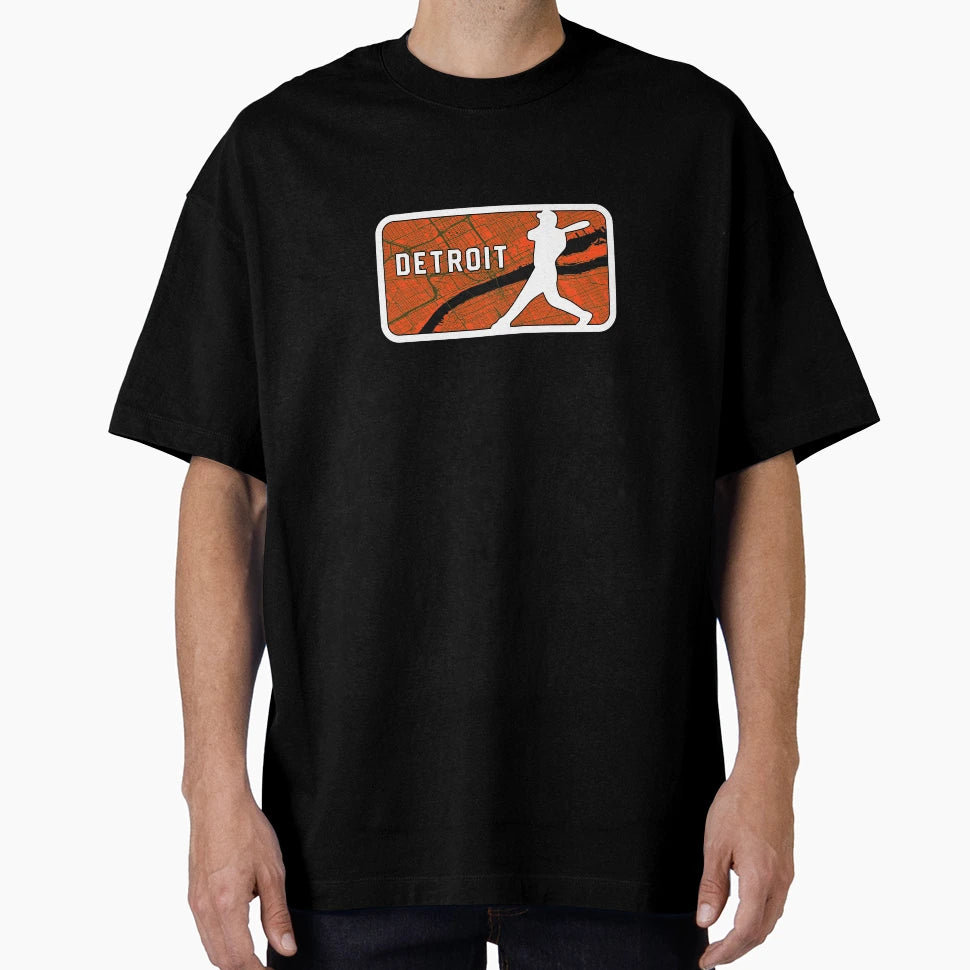 Detroit Baseball Player Street Map T-Shirt - Novelty Apparel Unisex - T-Shirt, Sweatshirt, Hoodie
