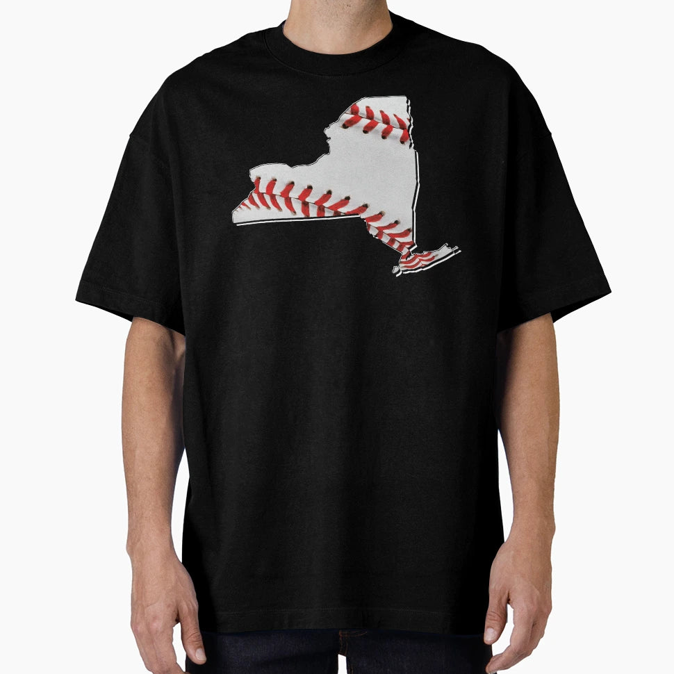 New York Usa Map Real Baseball T-Shirt - Minimalist Print Men Women - T-Shirt, Sweatshirt, Hoodie