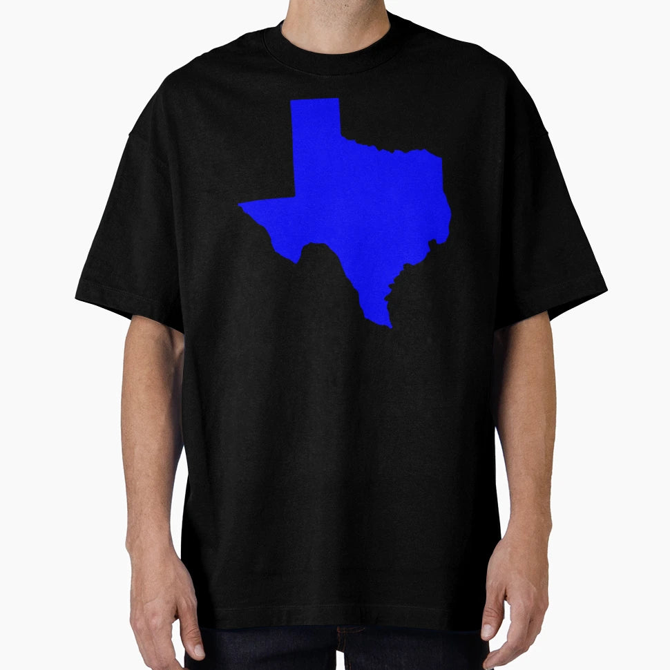 Blue Texas State Outline Silhouette T-Shirt - Minimalist Print Men Women - T-Shirt, Sweatshirt, Hoodie