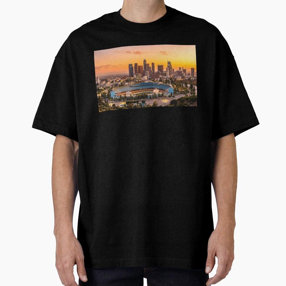 Dodger Stadium Sunset Downtown Los T-Shirt - Streetwear Style for Adults - T-Shirt, Sweatshirt, Hoodie