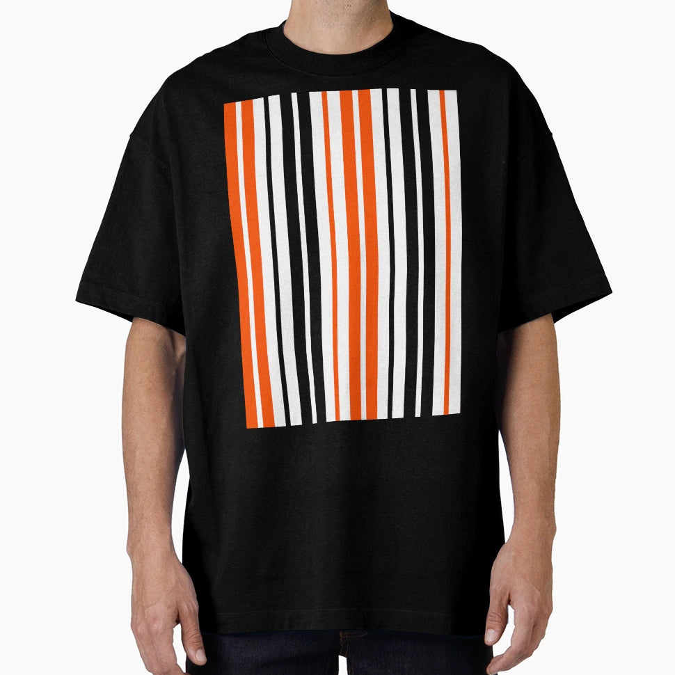 Orange Black Stripes White Background T-Shirt - Streetwear Style Unisex - T-Shirt, Sweatshirt, Hoodie