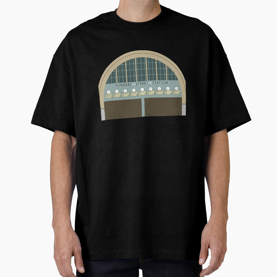 Flinders Street Clocks T-Shirt - Trendy Graphic for Adults - T-Shirt, Sweatshirt, Hoodie