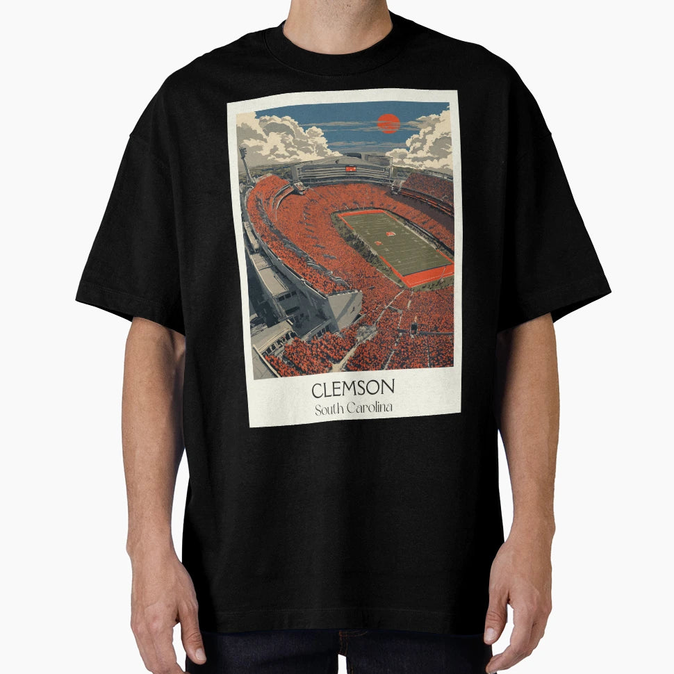 Clemson South Carolina Travel Art T-Shirt - Custom Art Print for Adults - T-Shirt, Sweatshirt, Hoodie