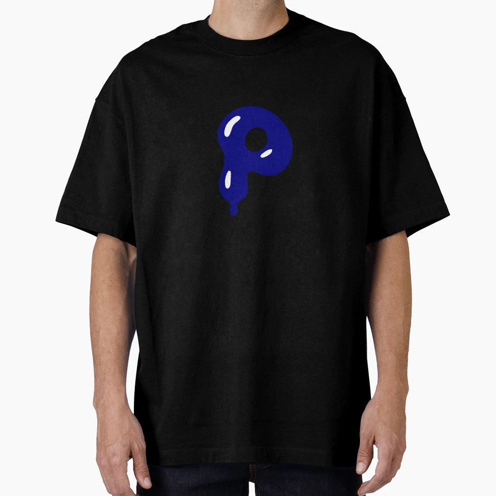 Copy Glossy Dark Blue Liquid Letter T-Shirt - Minimalist Print for Adults - T-Shirt, Sweatshirt, Hoodie