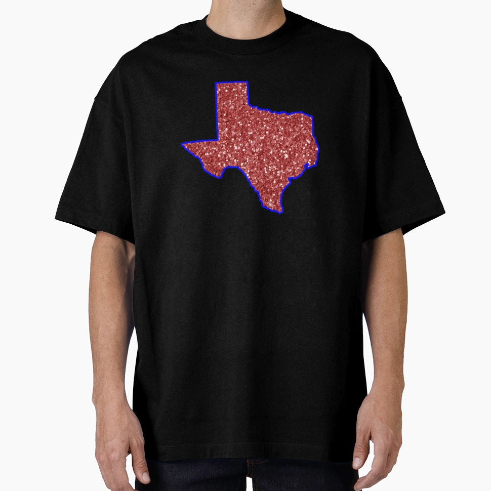 Blue And Red Glitter Texas T-Shirt - Aesthetic Graphic for Adults - T-Shirt, Sweatshirt, Hoodie