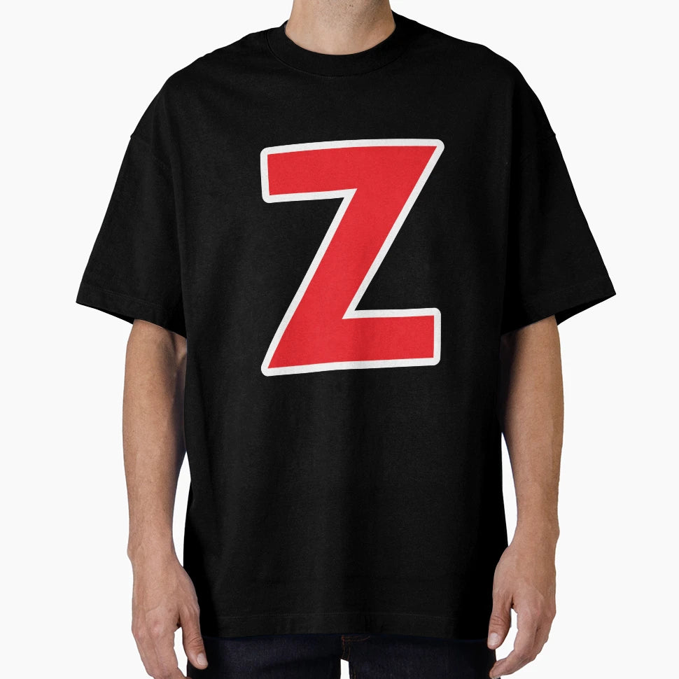 Z Initial Letter Z Red And White T-Shirt - Novelty Apparel for Adults - T-Shirt, Sweatshirt, Hoodie