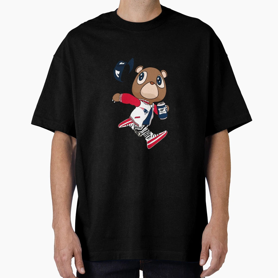Patriots Football Feat Kanye West Bear T-Shirt - Graphic Print for Adults - T-Shirt, Sweatshirt, Hoodie