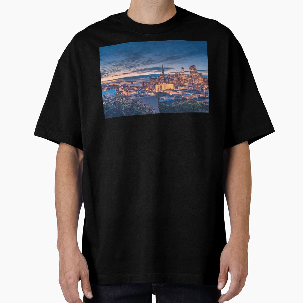 San Francisco City Skyline Night T-Shirt - Fun Novelty Design Unisex - T-Shirt, Sweatshirt, Hoodie