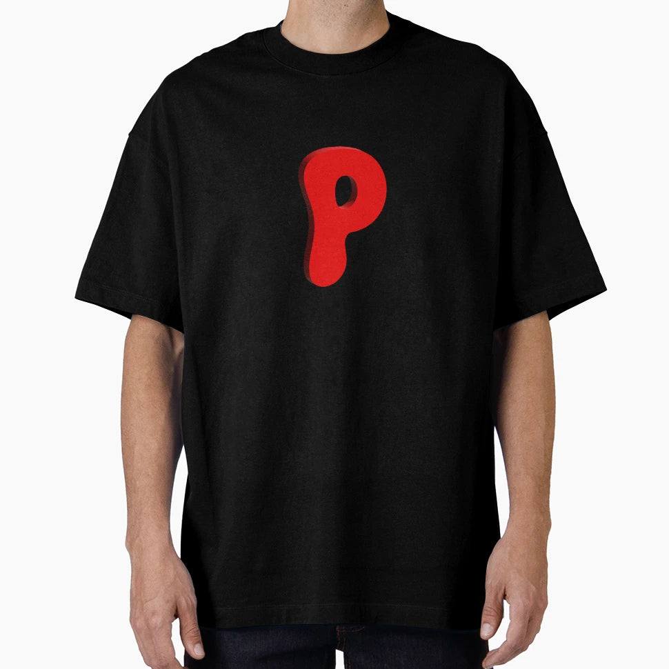 Bold Red 3D Letter P Playful Bubble T-Shirt - Aesthetic Graphic Men Women - T-Shirt, Sweatshirt, Hoodie